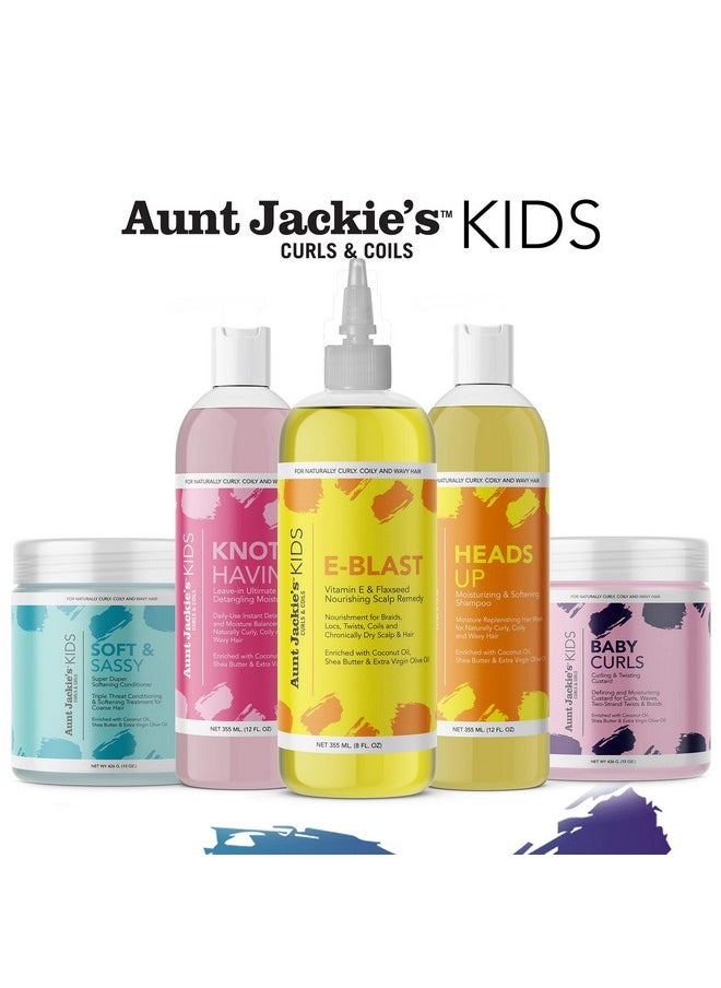 Aunt Jackie's Kids Heads Up Moisturizing and Hair Softening Shampoo for Naturally Curly, Coily and Wavy Hair, 12 oz