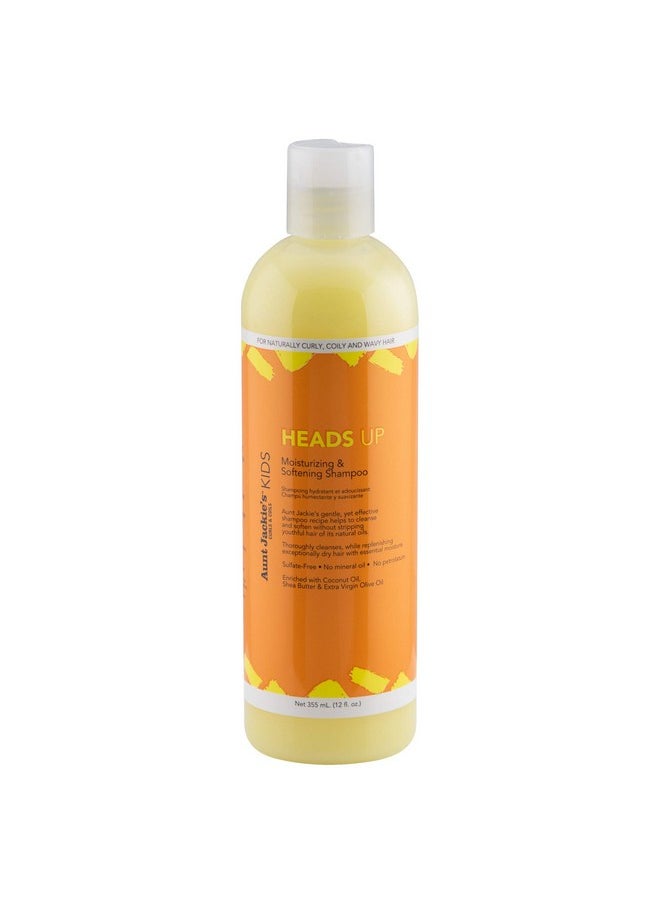 Aunt Jackie's Kids Heads Up Moisturizing and Hair Softening Shampoo for Naturally Curly, Coily and Wavy Hair, 12 oz