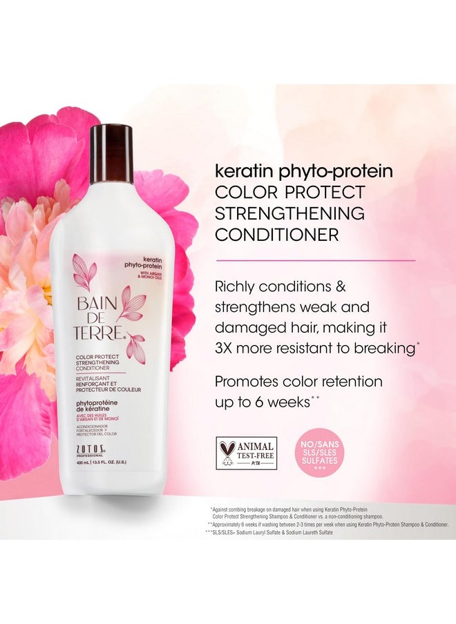 Bain de Terre Keratin Phyto-Protein Color Protect Strengthening Conditioner, Color-Safe Strengthening for Weak & Damaged Hair, Sulfate-Free, Paraben-Free 33.8 Fl Oz