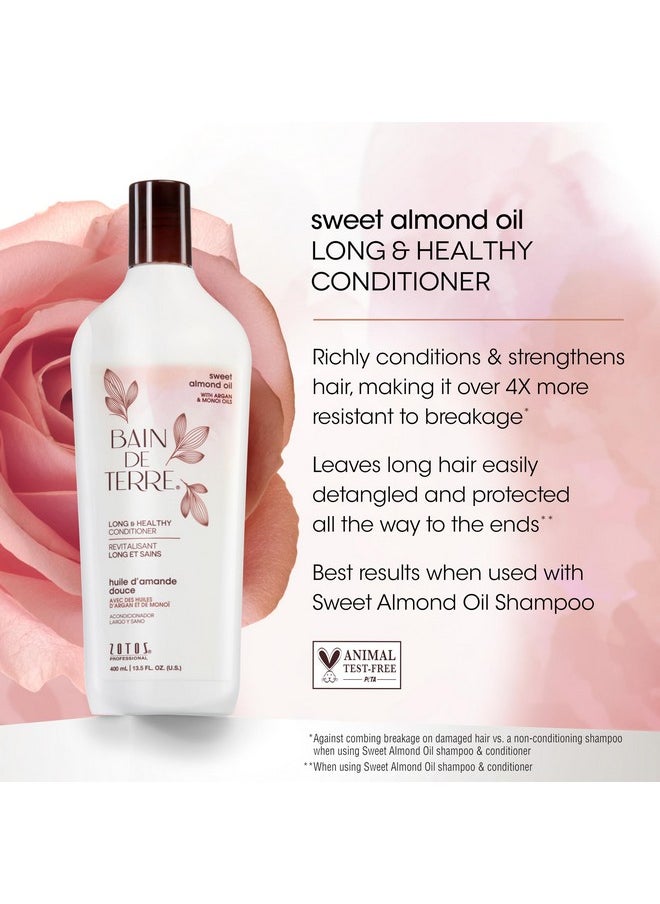 Bain de Terre Sweet Almond Oil Long & Healthy Conditioner, Strength & Protection for Weak, Damaged Hair, with Argan & Monoi Oils, Paraben-Free, Color-Safe, Vegan, 13.5 Fl Oz