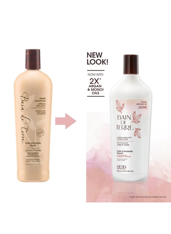 Bain de Terre Sweet Almond Oil Long & Healthy Conditioner, Strength & Protection for Weak, Damaged Hair, with Argan & Monoi Oils, Paraben-Free, Color-Safe, Vegan, 13.5 Fl Oz