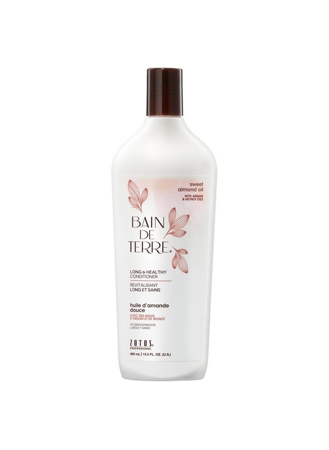 Bain de Terre Sweet Almond Oil Long & Healthy Conditioner, Strength & Protection for Weak, Damaged Hair, with Argan & Monoi Oils, Paraben-Free, Color-Safe, Vegan, 13.5 Fl Oz