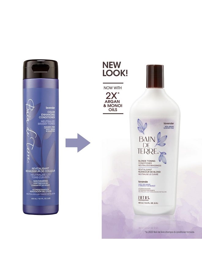 Bain de Terre Lavender Blonde Toning Conditioner, Neutralize Brassy Tones for Cool Blonde, Highlighted or Gray Hair, with Argan & Monoi Oils, Paraben-Free, Vegan,13.5 Fl Oz