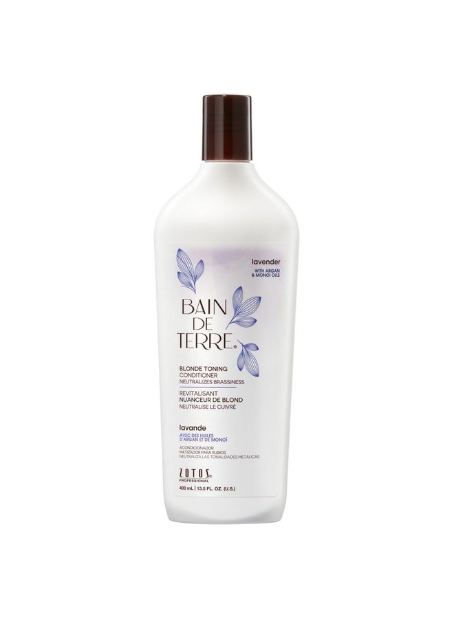 Bain de Terre Lavender Blonde Toning Conditioner, Neutralize Brassy Tones for Cool Blonde, Highlighted or Gray Hair, with Argan & Monoi Oils, Paraben-Free, Vegan,13.5 Fl Oz