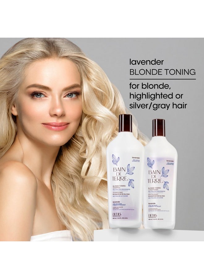 Bain de Terre Lavender Blonde Toning Conditioner, Neutralize Brassy Tones for Cool Blonde, Highlighted or Gray Hair, with Argan & Monoi Oils, Paraben-Free, Vegan,13.5 Fl Oz