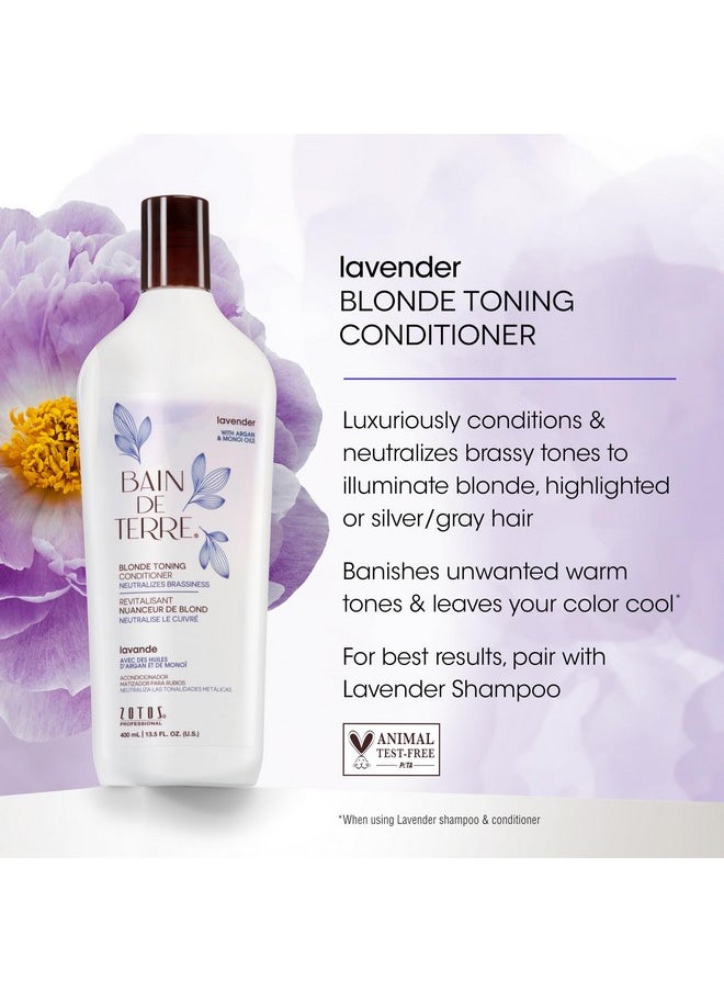 Bain de Terre Lavender Blonde Toning Conditioner, Neutralize Brassy Tones for Cool Blonde, Highlighted or Gray Hair, with Argan & Monoi Oils, Paraben-Free, Vegan,13.5 Fl Oz