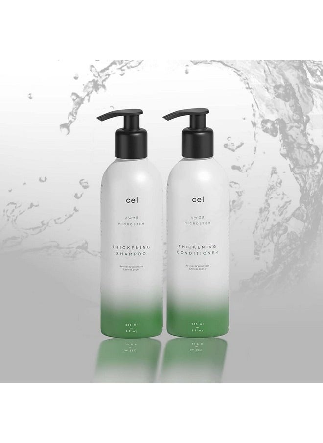 Cel Microstem Natural Hair Thickening Shampoo & Conditioner Set (2 x 8 fl oz) - Stem Cell Extract Anti Thinning Hair Loss Shampoo - Biotin Shampoo - Sulfate & Paraben Free - Suitable for Men & Women