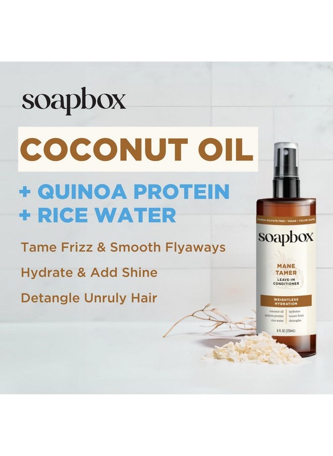 Soapbox Leave-In Conditioner, Mane Tamer, Leave in Conditioner Spray to Tame Frizz, Smooth Fly Aways, Hydrate, Add Shine & Detangle Dry, Damaged Hair, Paraben Free, Vegan, 8oz
