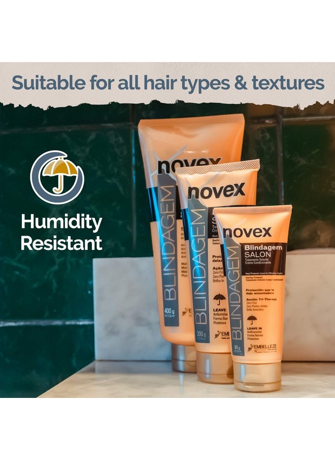 NOVEX Blindagem Thermal Protector Leave In - Heat Protectant - Smoothes the Hair by Controlling Excessive Frizz- Reconstructs the Hair Fiber - Long Lasting Effect - (200g/7.0oz)