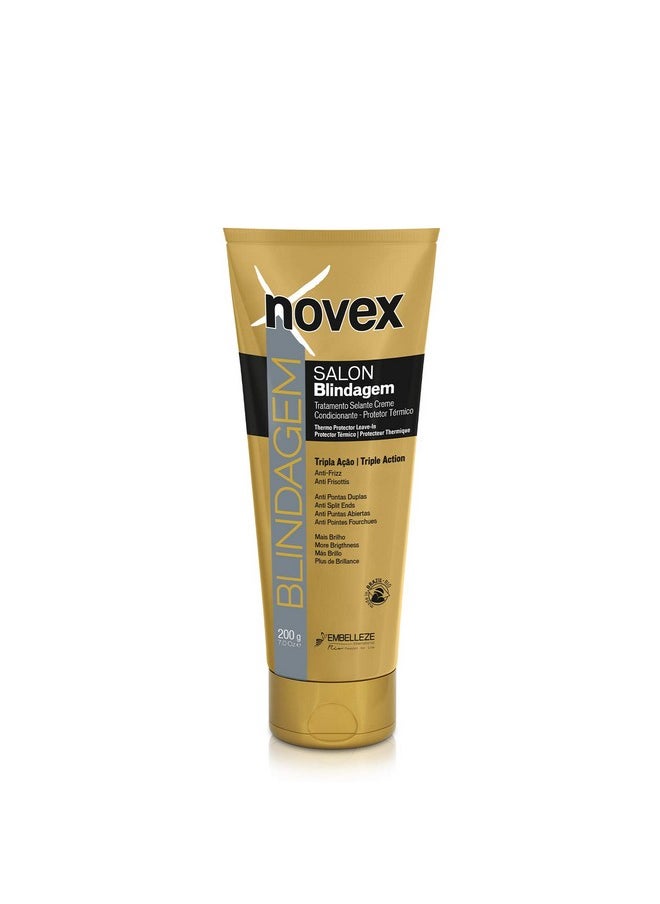 NOVEX Blindagem Thermal Protector Leave In - Heat Protectant - Smoothes the Hair by Controlling Excessive Frizz- Reconstructs the Hair Fiber - Long Lasting Effect - (200g/7.0oz)