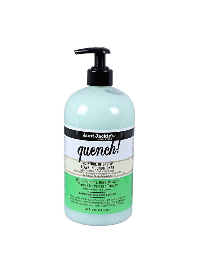 Aunt Jackie's Curls and Coils Quench, Large 24oz Family Sized Pump, Moisture Intensive Leave-In Hair Conditioner for Natural Curls, Coils and Waves, Enriched With Shea Butter, Green…