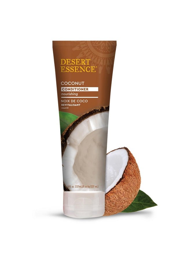 Desert Essence Coconut Conditioner - 8 fl oz - Nourishing for dry hair, smooth frizz and restore moisture and shine with Organic Coconut Oil, Shea Butter, and Sunflower Oil -