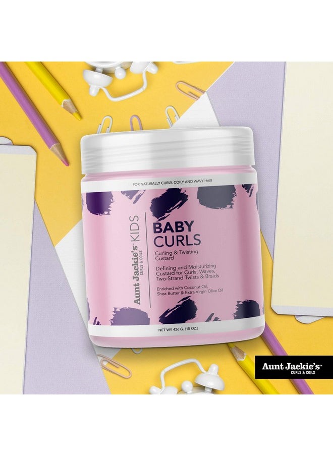 Aunt Jackie's Kids Baby Curls, Moisture Rich Curling and Twisting Custard for Naturally Curly, Coily and Wavy Hair, 15 oz