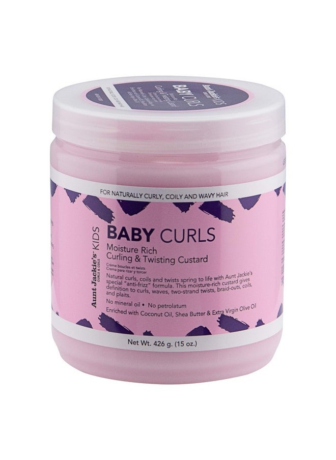 Aunt Jackie's Kids Baby Curls, Moisture Rich Curling and Twisting Custard for Naturally Curly, Coily and Wavy Hair, 15 oz