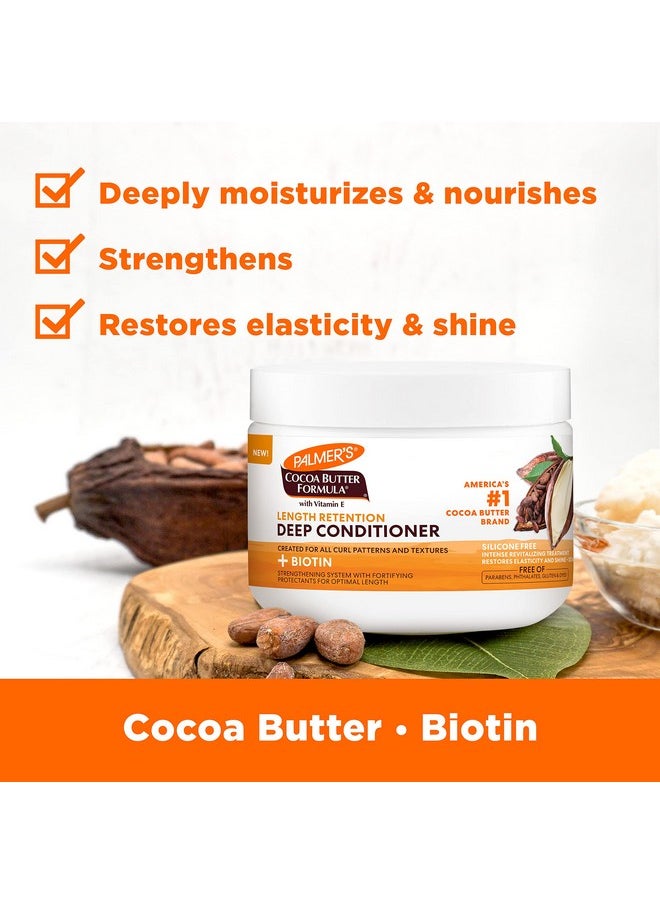Palmer's Cocoa Butter & Biotin Length Retention Deep Conditioner, Strengthen, Nourish and Restore Elasticity and Shine, Suitable for All Curly Hair Patterns 12 Ounce