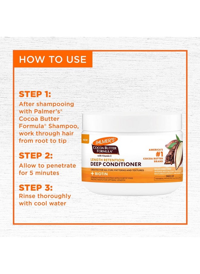 Palmer's Cocoa Butter & Biotin Length Retention Deep Conditioner, Strengthen, Nourish and Restore Elasticity and Shine, Suitable for All Curly Hair Patterns 12 Ounce