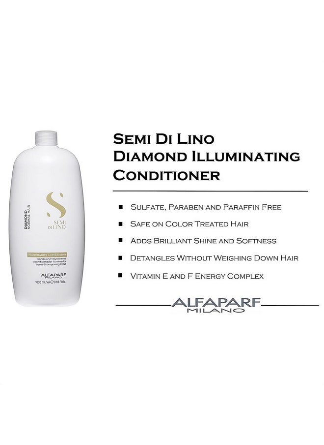 Alfaparf Milano Semi Di Lino Diamond Illuminating Conditioner - Moisturizing Conditioner For Normal and Color Treated Hair - Sulfate & Paraben Free Professional Hair Care (33.8 oz)