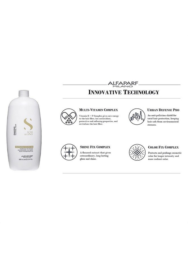Alfaparf Milano Semi Di Lino Diamond Illuminating Conditioner - Moisturizing Conditioner For Normal and Color Treated Hair - Sulfate & Paraben Free Professional Hair Care (33.8 oz)