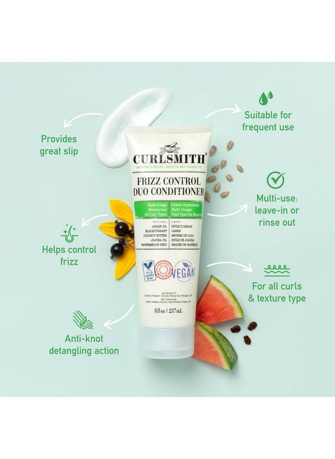 CURLSMITH - Frizz Control Duo Hair Conditioner, Nourishing Rinse Out or Leave In, Detangling, Smoothing, For All Curl Types, Vegan, 237ml/8 fl oz