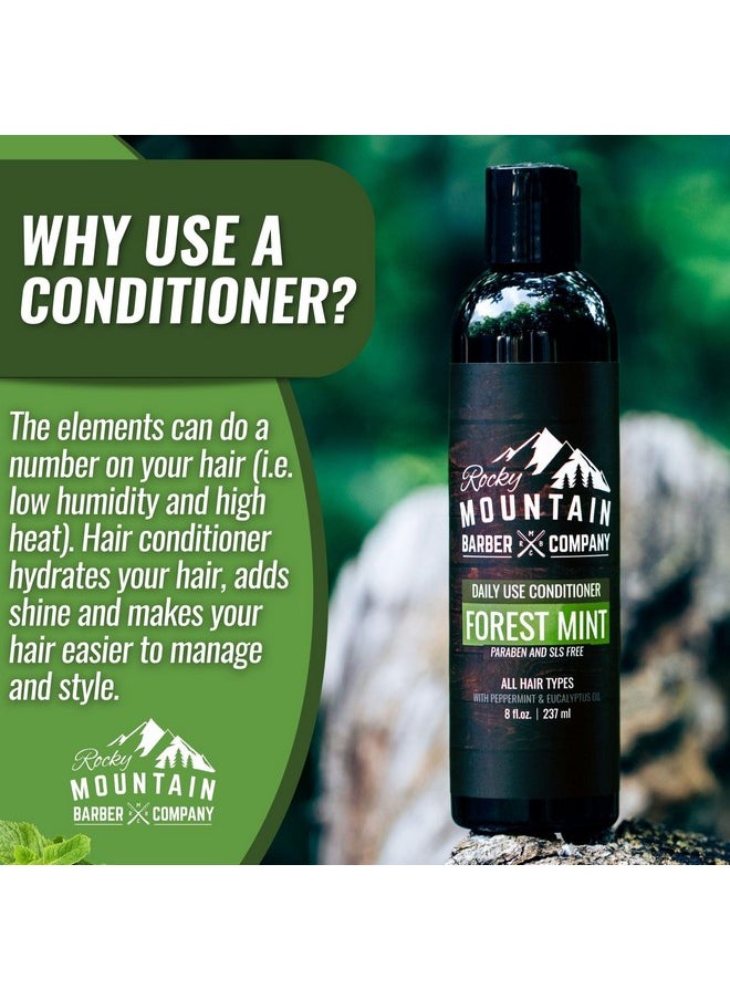 Rocky Mountain Barber Company Men's Conditioner - Tea Tree Oil, Peppermint & Eucalyptus for All Hair Types - 8oz