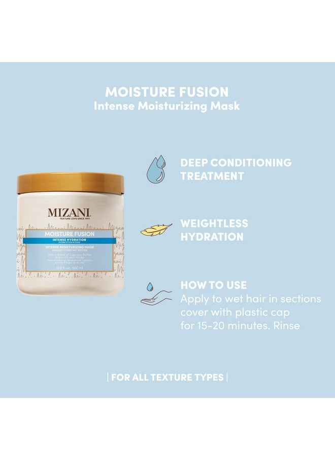 Mizani Moisture Fusion Intense Moisturizing Mask | Restores Hydration in Curls & Coils | Deep Conditioning Hair Mask For Dry Hair | Moisturizes Without Buildup | With Argan Oil and Honey |16.9 Fl Oz