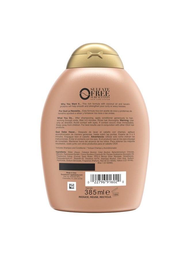 Ever Straightening + Brazilian Keratin Therapy Hair-Smoothing Conditioner with Coconut Oil, Cocoa Butter & Avocado Oil, Paraben-Free, Sulfate-Free Surfactants