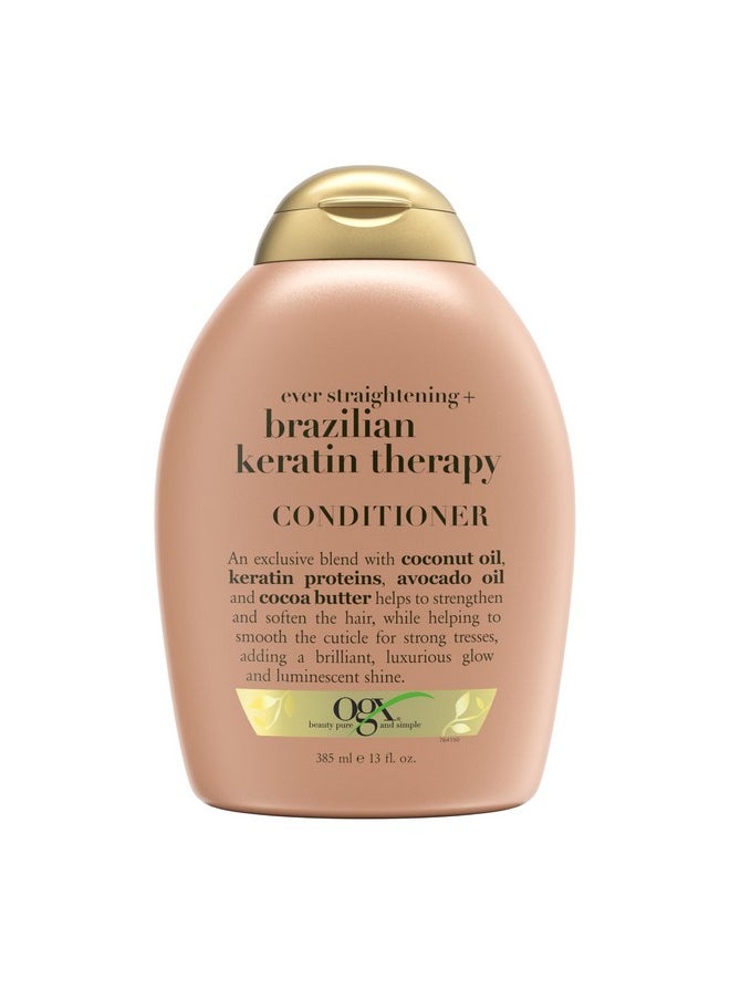 Ever Straightening + Brazilian Keratin Therapy Hair-Smoothing Conditioner with Coconut Oil, Cocoa Butter & Avocado Oil, Paraben-Free, Sulfate-Free Surfactants