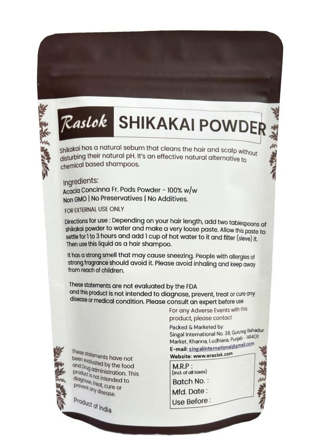 Raslok Shikakai Powder | Natural Hair Cleanser & Conditioner | 100% Pure Acacia concinna Fruit Pods Powder (3.52 oz)