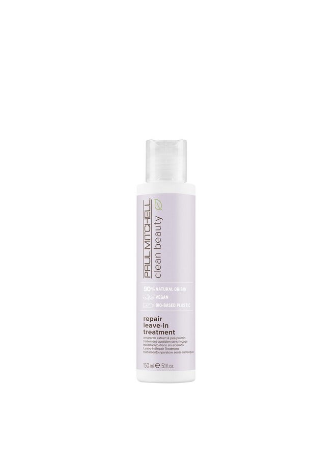 Paul Mitchell Clean Beauty Repair Leave-In Treatment, Leave-In Conditioner, Restores Strands, For Damaged, Brittle Hair, 5.1 fl. oz.