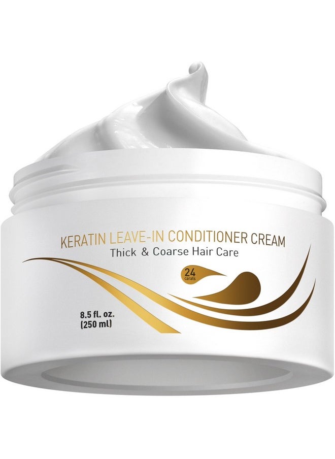 Vitamins Leave in Conditioner Cream - Indulgent Anti Frizz Conditioning for Curly Hair - Curl Defining Styling Detangler for Thick Coarse Natural Dry Damaged Hair (Keratin)