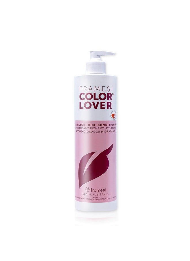 Framesi Color Lover Moisture Rich Conditioner, 16.9 fl oz, Sulfate Free Conditioner with Coconut Oil and Quinoa, Color Treated Hair