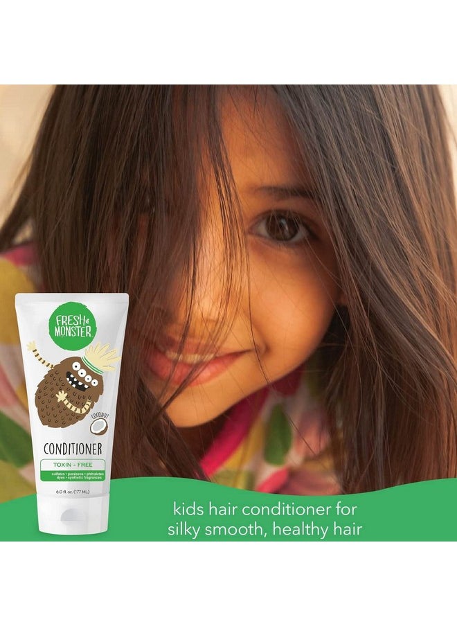 Fresh Monster Kids Hair Conditioner, Toxin-Free, Hypoallergenic & Natural, Hair Conditioner for Kids, Coconut (6oz)