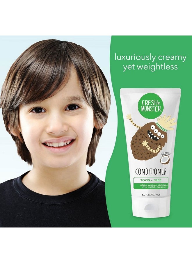 Fresh Monster Kids Hair Conditioner, Toxin-Free, Hypoallergenic & Natural, Hair Conditioner for Kids, Coconut (6oz)