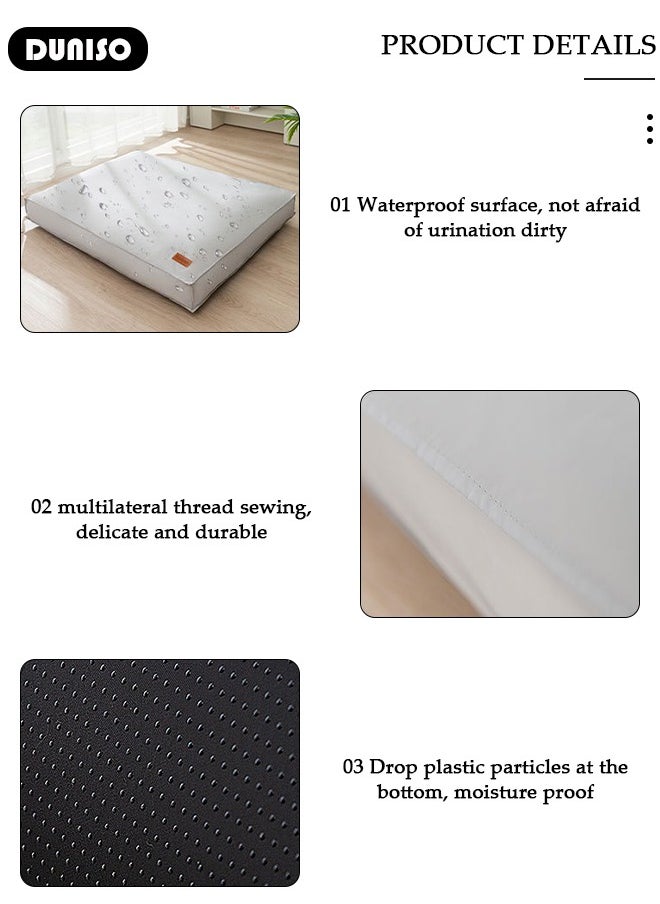 Homes for Pets Dog Bed ,Dog Beds with Removable Washable Cover Anti-Slip Bottom Pet Sleeping Mattress for Small Medium Large Dogs, Waterproof Comfortable Kennel Pad for Dogs & Cats,Light Grey
