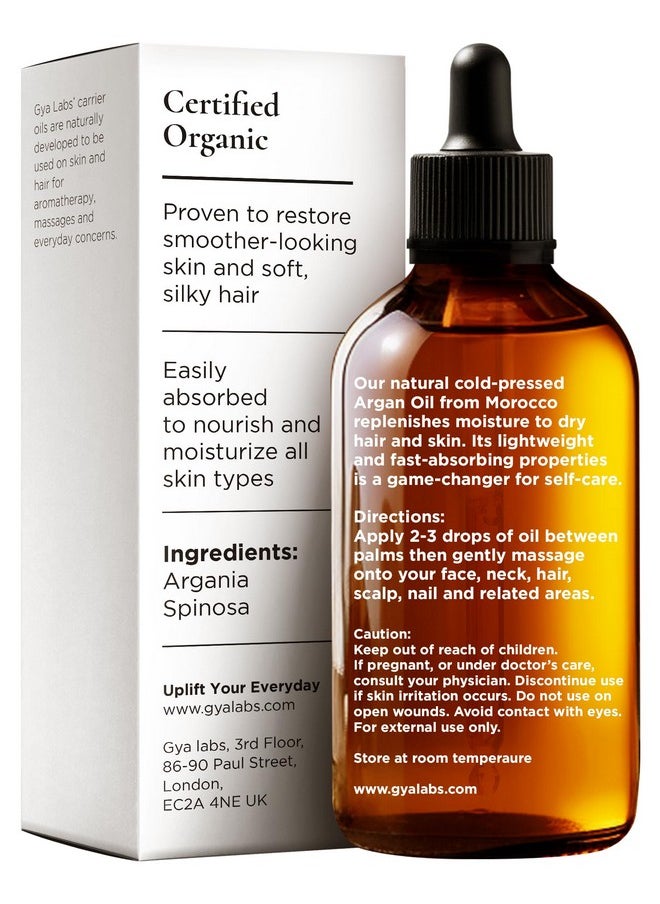 Gya Labs Organic Argan Oil for Hair - Pure Cold-Pressed Moroccan Argan Oil for Skin & Face - Moisturizing Argan Hair Oil for Lotions, Soaps & Hair Conditioners (3.4 fl oz)
