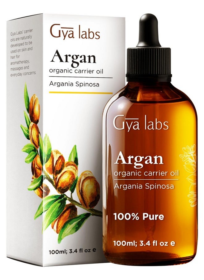 Gya Labs Organic Argan Oil for Hair - Pure Cold-Pressed Moroccan Argan Oil for Skin & Face - Moisturizing Argan Hair Oil for Lotions, Soaps & Hair Conditioners (3.4 fl oz)