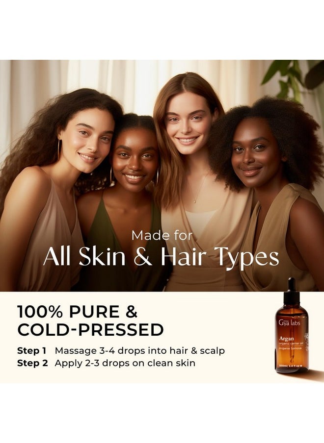 Gya Labs Organic Argan Oil for Hair - Pure Cold-Pressed Moroccan Argan Oil for Skin & Face - Moisturizing Argan Hair Oil for Lotions, Soaps & Hair Conditioners (3.4 fl oz)