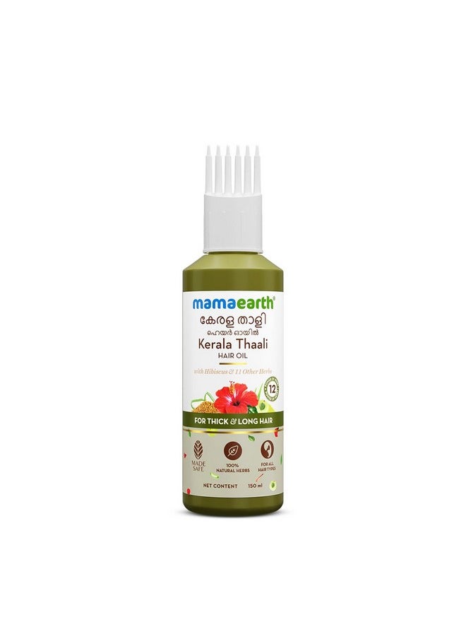 Mamaearth Kerala Thaali Hair Oil with Hibiscus, Bhringraj, Methi Dana & Amla for Thick & Long Hair - 150 ml | Stimulates Hair Growth | Nourishing Thali | 100% Natural Herbs | 12 Potent Herbs