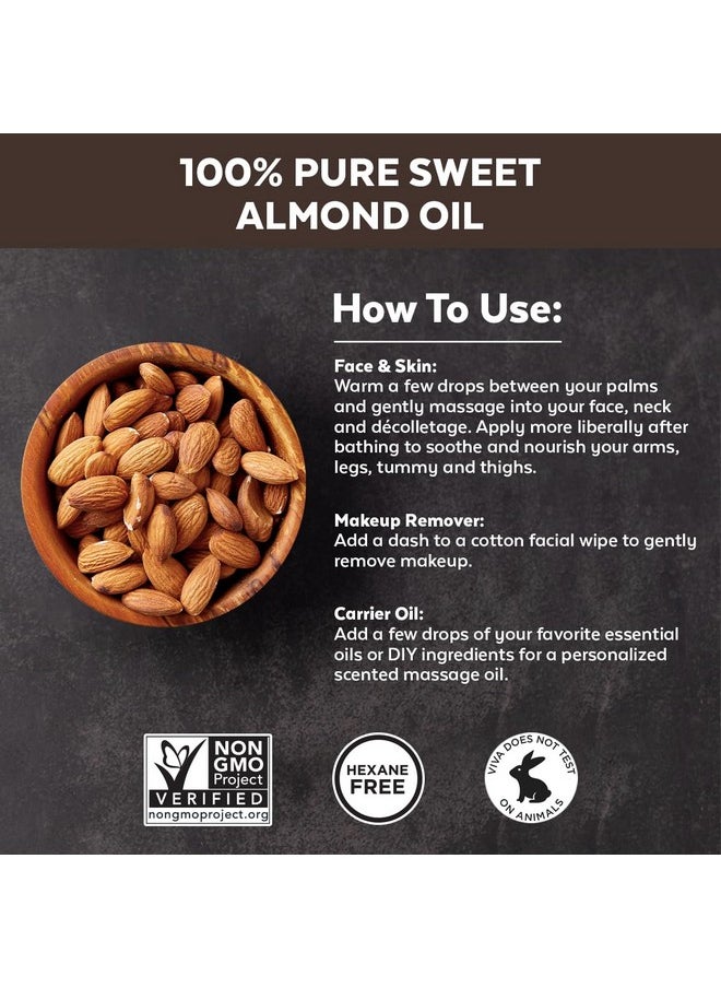 Sweet Almond Oil for Skin - Body Oil, Hair Moisturizer and Relaxing Massage and Oil, Carrier Oil for Essential Oils Mixing, Non-Greasy Pure Sweet Almond Oil for Hair and Skin, 16 fl oz