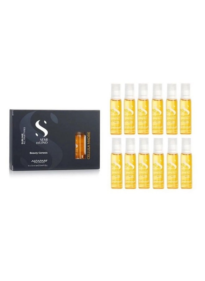 Alfaparf Milano Semi di Lino Sublime Cellula Madre Beauty Genesis Vials - Argan Ampoules for Radiant and Healthy Hair - Protects Color - Adds Shine (12 Vials / 0.44 fl. oz. each)