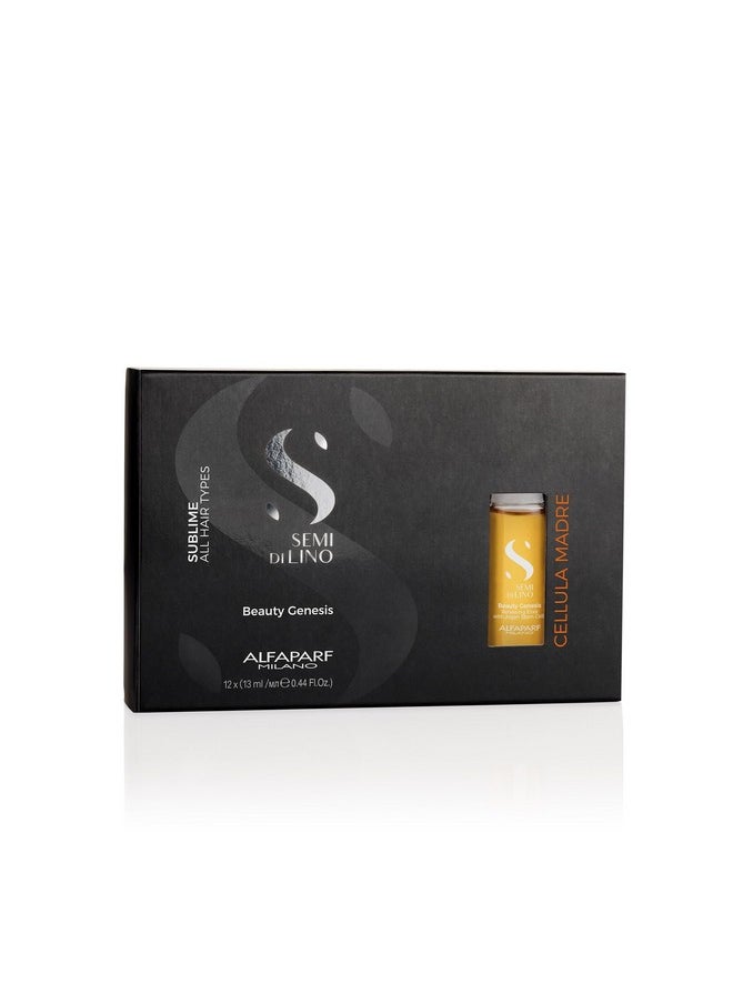 Alfaparf Milano Semi di Lino Sublime Cellula Madre Beauty Genesis Vials - Argan Ampoules for Radiant and Healthy Hair - Protects Color - Adds Shine (12 Vials / 0.44 fl. oz. each)