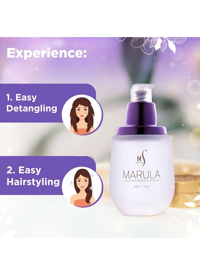 HerStyler Marula Oil Hair Serum - Anti Frizz Hair Serum for Frizzy and Damaged Hair - Marula Serum for Straightening - Hair Shine Serum - 2 Fl. Oz.