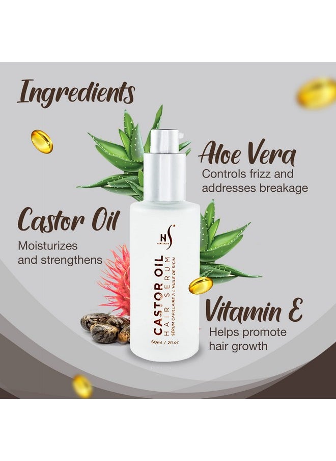 HerStyler Castor Oil Hair Serum for Hair Growth - Hair Shine Serum with Vitamin E - Hair Growth Serum - Hair Serum Heat Protectant - Vitamin E Hair Serum for Silky Hair