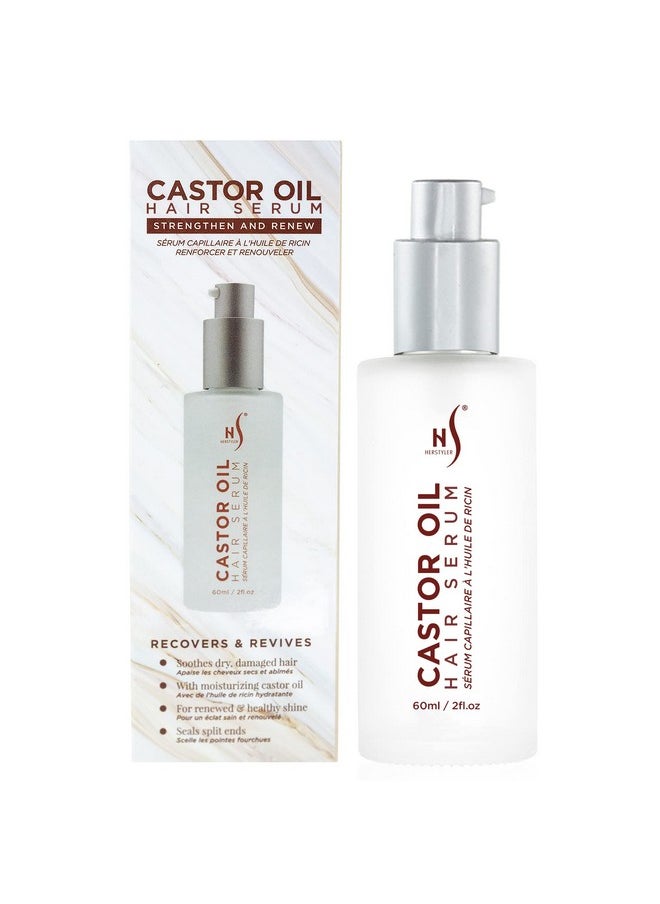 HerStyler Castor Oil Hair Serum for Hair Growth - Hair Shine Serum with Vitamin E - Hair Growth Serum - Hair Serum Heat Protectant - Vitamin E Hair Serum for Silky Hair