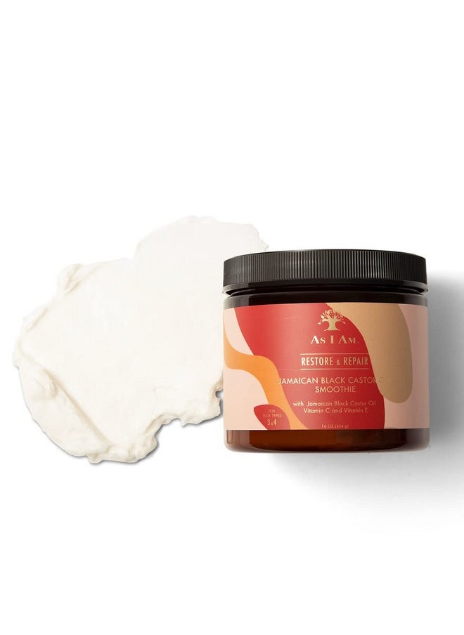 As I Am Jamaican Black Castor Oil Smoothie 16 oz - with Ceramide, Vitamin C & E - Enhanced Curl Definition - Lightweight - Strong Hold - Flake Free - Reduces Breakage & Tangles