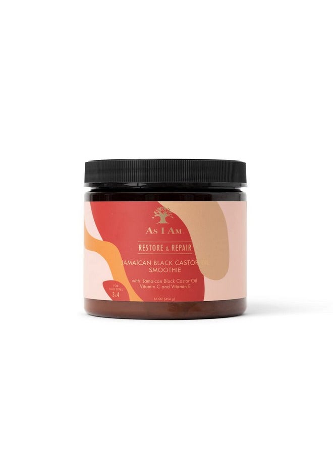 As I Am Jamaican Black Castor Oil Smoothie 16 oz - with Ceramide, Vitamin C & E - Enhanced Curl Definition - Lightweight - Strong Hold - Flake Free - Reduces Breakage & Tangles