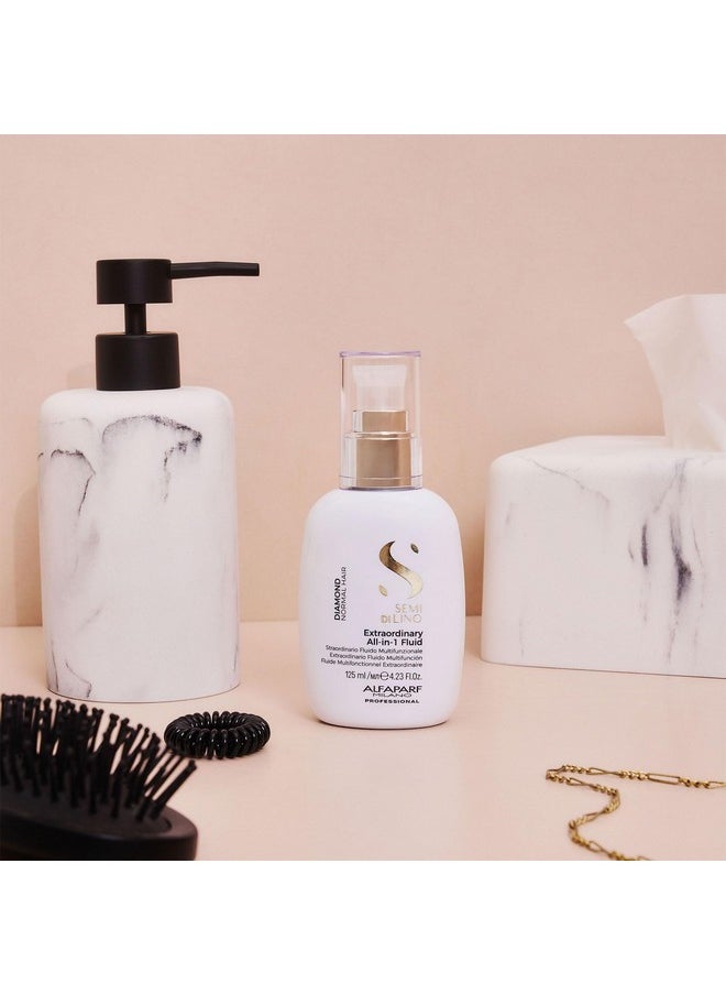 Alfaparf Milano Semi Di Lino Diamond Extraordinary All-in-1 Leave In Fluid - Anti-Frizz Detangling Spray, Leave In Conditioner, & Heat Protectant - For Added Shine & Softness - Vegan (4.23 fl. oz)