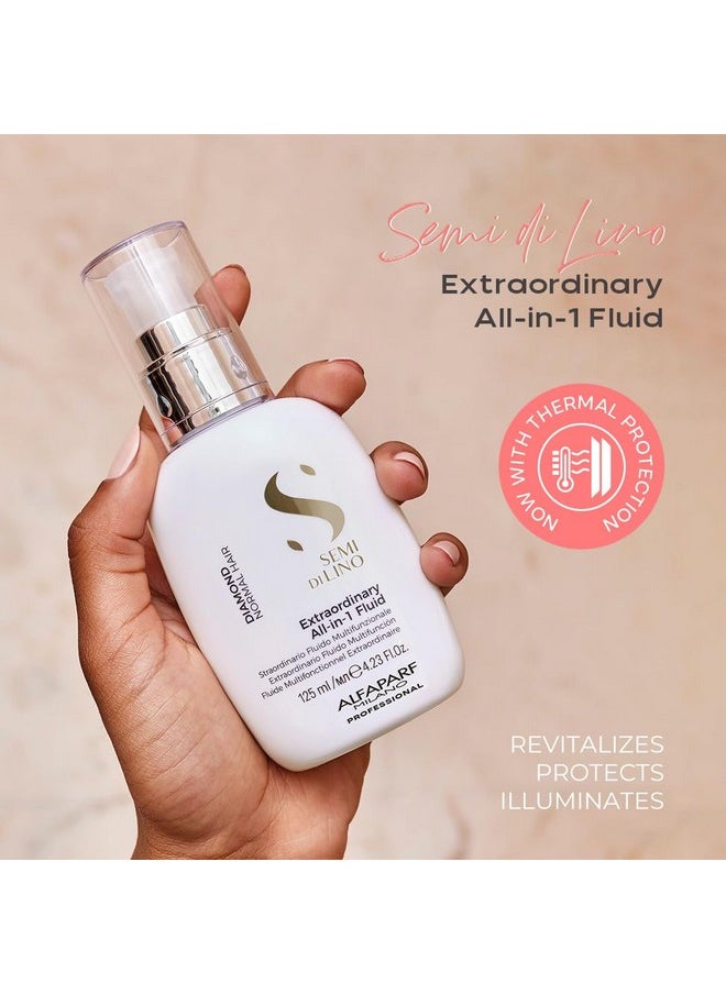 Alfaparf Milano Semi Di Lino Diamond Extraordinary All-in-1 Leave In Fluid - Anti-Frizz Detangling Spray, Leave In Conditioner, & Heat Protectant - For Added Shine & Softness - Vegan (4.23 fl. oz)
