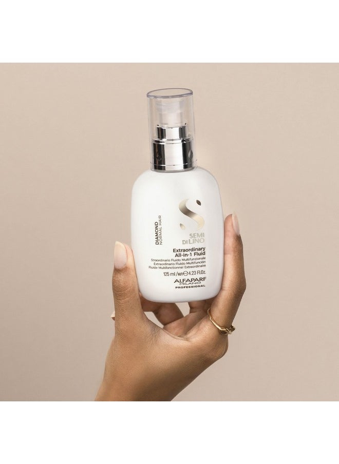 Alfaparf Milano Semi Di Lino Diamond Extraordinary All-in-1 Leave In Fluid - Anti-Frizz Detangling Spray, Leave In Conditioner, & Heat Protectant - For Added Shine & Softness - Vegan (4.23 fl. oz)