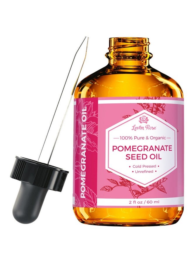 Leven Rose Pomegranate Seed Oil, 100% Pure Unrefined Cold Pressed Antioxidant Moisturizer for Hair Skin and Nails 2 oz